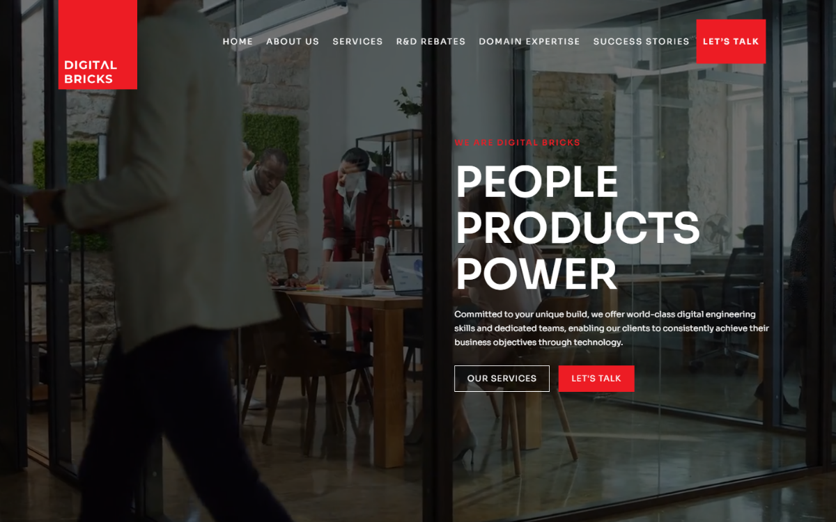 Custom website redesign for Digital Bricks, digital engineering firm